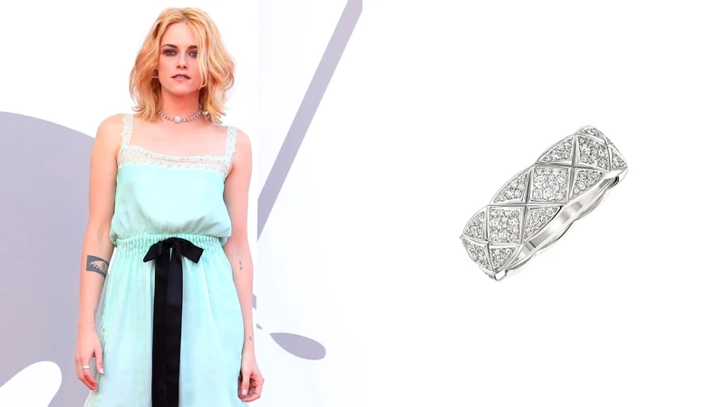 Chanel 高級珠寶系列，Coco Rush小型款戒指，以18 K白金與鑽石打造