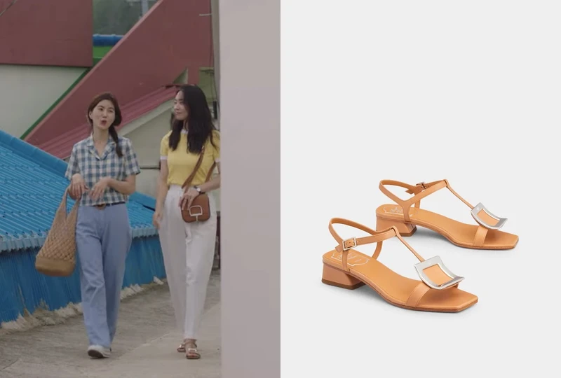 BikiViv咖啡色方釦低跟涼鞋 BikiViv咖啡色方釦低跟涼鞋