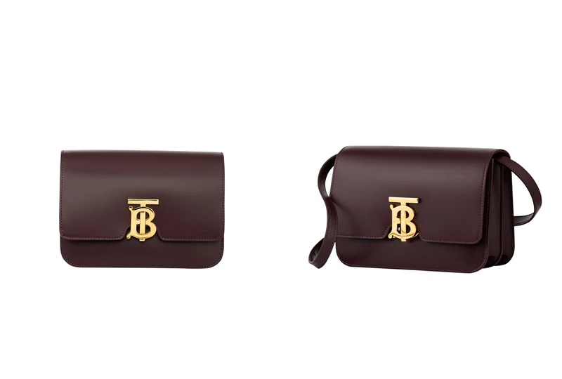 Burberry小型皮革TB包深魔力紅，NT85,000