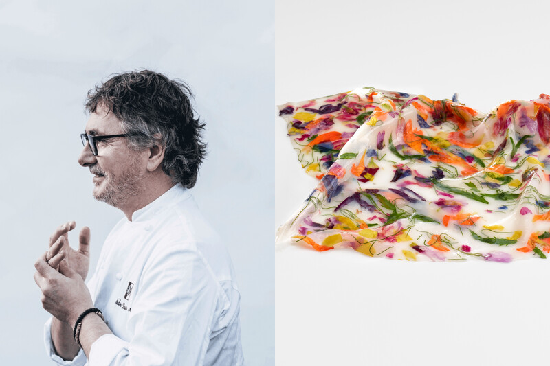 Andoni Luis Aduriz 主廚與其作品 SUSPENSION Squid。 Andoni Luis Aduriz 主廚與其作品 SUSPENSION Squid。