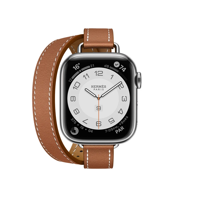 第七代 Apple Watch Hermès_Attelage 系列(41mm錶殼)_金色雙圈 Swift 小牛皮錶帶錶款_售價未定 第七代 Apple Watch Hermès_Attelage 系列(41mm錶殼)_金色雙圈 Swift 小牛皮錶帶錶款_售價未定