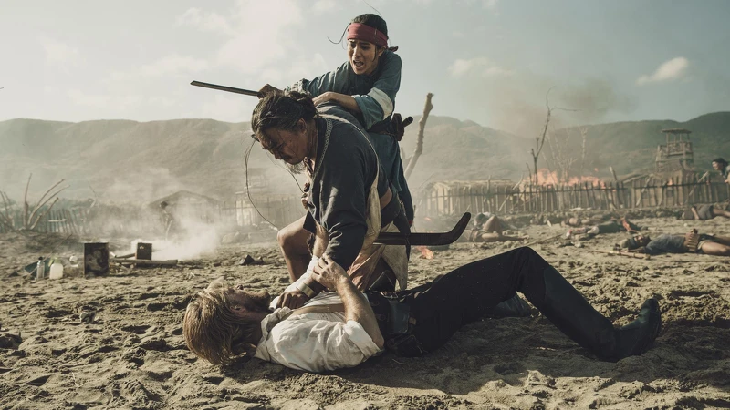 《斯卡羅》「蝶妹」温貞菱（上）極力阻止卓杞篤（中）和李仙得（下）之間的衝突