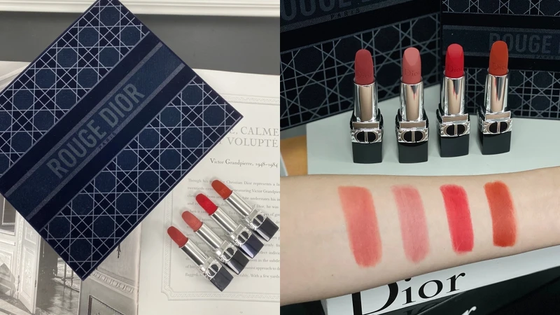 DIOR迪奧藍星高訂絲絨禮盒，左起為#772,、#720、#999、#840。