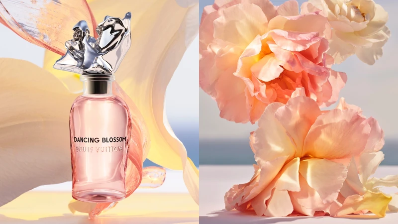 LV路易威登2021年全新Les Extraits頂級香水系列Dancing Blossom與成份圖。 LV路易威登2021年全新Les Extraits頂級香水系列Dancing Blossom與成份圖。