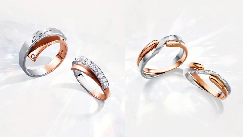 林曉同珠寶愛的印記對戒(左)、契合對戒(右)