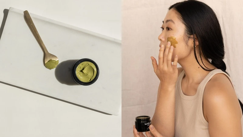 berlin skin抹茶奇蹟活膚面膜質地示意。 berlin skin抹茶奇蹟活膚面膜質地示意。