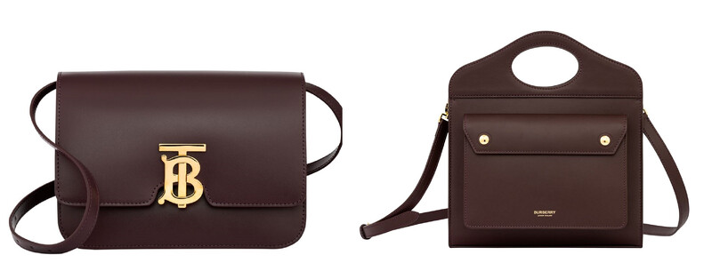 Burberry台中專門店 獨家包款(左)小型皮革TB包(深魔力紅),NT85,000、(右)迷你皮革 Pocket包(深魔力紅),NT59,000。 Burberry台中專門店 獨家包款(左)小型皮革TB包(深魔力紅),NT85,000、(右)迷你皮革 Pocket包(深魔力紅),NT59,000。
