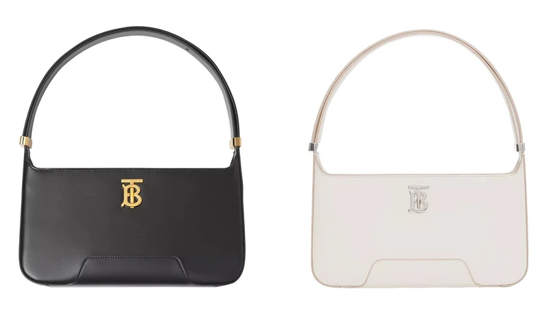 (左)皮革 TB 肩背包 TWD59,000、(右) 皮革 TB 肩背包 淡香草色 TWD59,000 (左)皮革 TB 肩背包 TWD59,000、(右) 皮革 TB 肩背包 淡香草色 TWD59,000