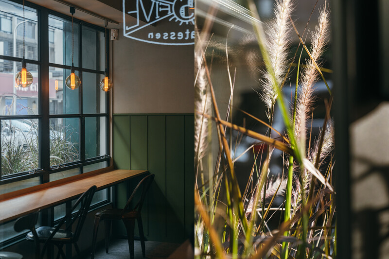 窗台座位區以植物營造自然綠意。 窗台座位區以植物營造自然綠意。