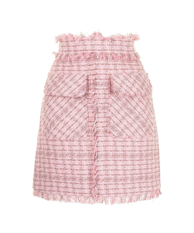 MSGM 粉色毛呢格紋短裙，NT13,500。