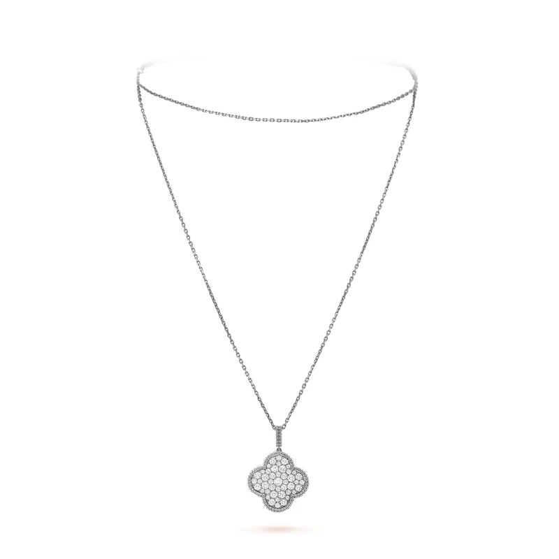 Magic Alhambra長項鍊，單墜飾，白K金，鑽石，建議售價約新台幣890,000元