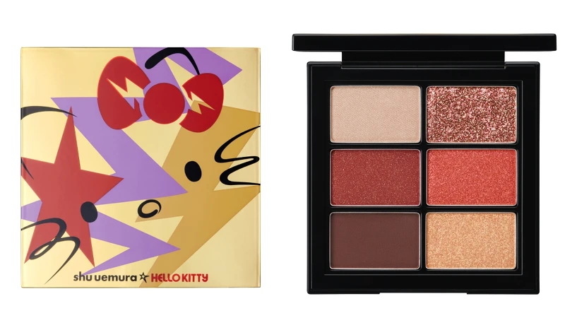 shu uemura植村秀 X Hello Kitty聯名系列搖滾潮趴6色眼影盤,NT1,900。 shu uemura植村秀 X Hello Kitty聯名系列搖滾潮趴6色眼影盤,NT1,900。