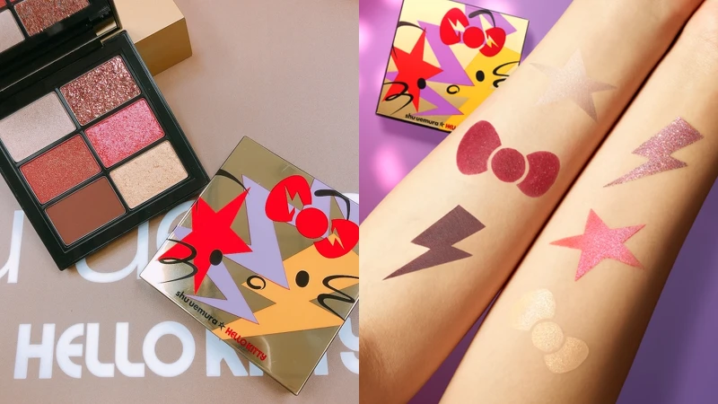 shu uemura植村秀 X Hello Kitty聯名系列搖滾潮趴6色眼影盤手部試色。 shu uemura植村秀 X Hello Kitty聯名系列搖滾潮趴6色眼影盤手部試色。