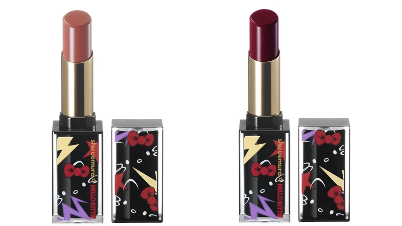 shu uemura植村秀 X Hello Kitty聯名系列無色限聚光豐潤脣膏(#Ginger flash薑汁調酒、#LS WN 282夜光紅酒),NT1,050。 shu uemura植村秀 X Hello Kitty聯名系列無色限聚光豐潤脣膏(#Ginger flash薑汁調酒、#LS WN 282夜光紅酒),NT1,050。