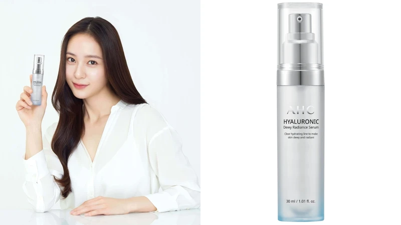 AHC代言人Krystal與超能玻尿酸保濕肌亮精華。 AHC代言人Krystal與超能玻尿酸保濕肌亮精華。