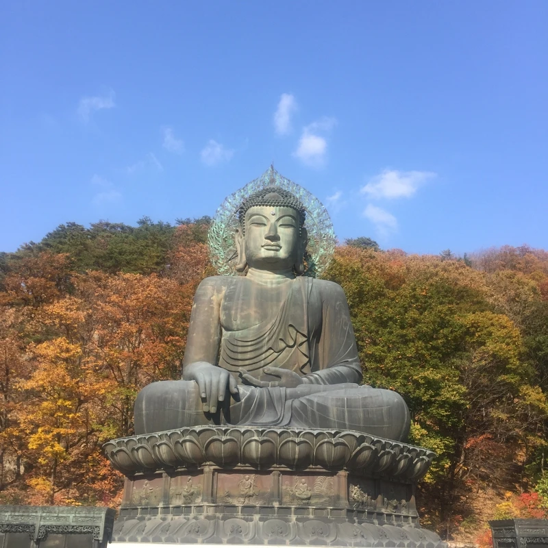 韓國雪嶽山上新興寺的統一大佛。 韓國雪嶽山上新興寺的統一大佛。