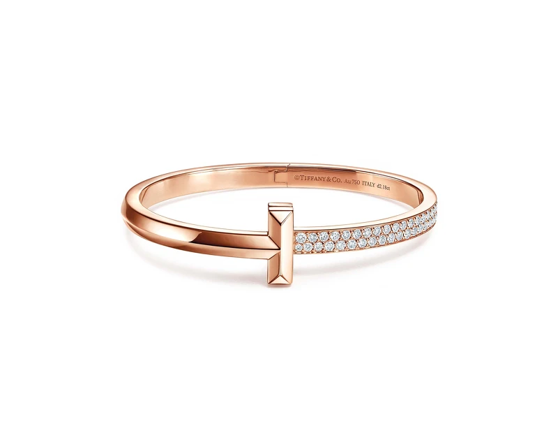 Tiffany T1 18K玫瑰金寬版鑲鑽手環 NT$705,000