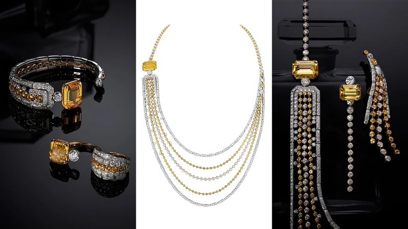 由左至右:Golden Stopper手鐲、戒指、項鍊及耳環 由左至右:Golden Stopper手鐲、戒指、項鍊及耳環