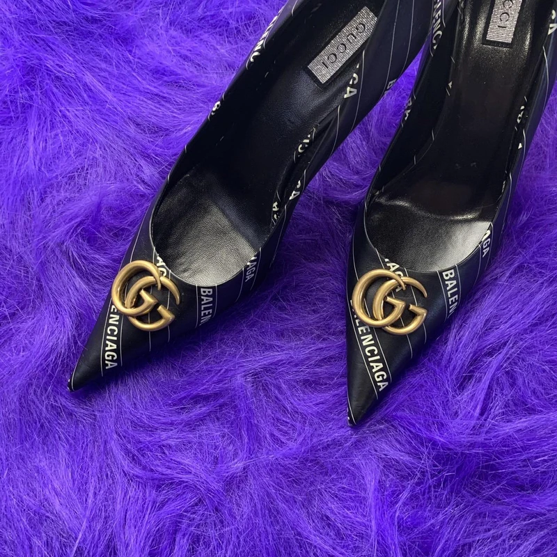 Gucci X Balenciaga黑色皮革高跟鞋,NT37,000 Gucci X Balenciaga黑色皮革高跟鞋,NT37,000