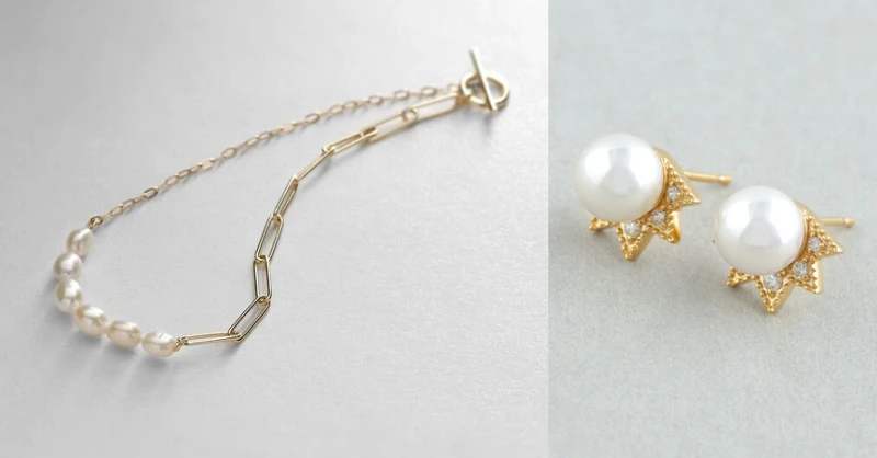 COCOSHNIK 珍珠手鍊,特價NT9,000 原價NT10,080;ete 珍珠閃耀星星光芒耳環,推薦價NT8,100 COCOSHNIK 珍珠手鍊,特價NT9,000 原價NT10,080;ete 珍珠閃耀星星光芒耳環,推薦價NT8,100