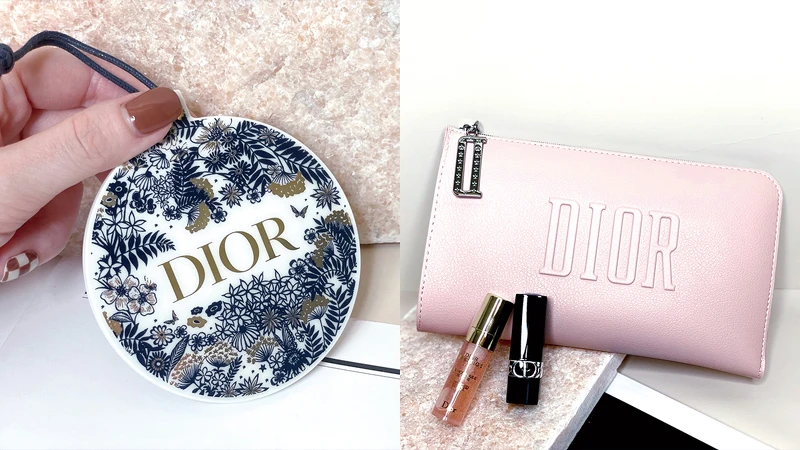 (左)DIOR金棕梠陶瓷香氛片、(右)裸粉皮革包&藍星唇膏999精巧版&玫瑰微導精露4.5ML (左)DIOR金棕梠陶瓷香氛片、(右)裸粉皮革包&藍星唇膏999精巧版&玫瑰微導精露4.5ML