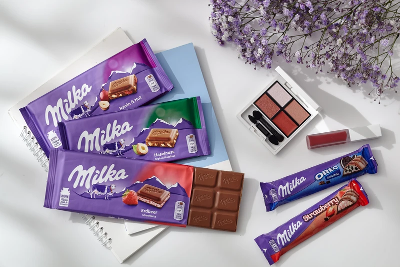 Milka含餡巧克力(堅果葡萄乾、草莓牛奶)、Milka OREO夾心巧克力 、Milka草莓夾心巧克力 Milka含餡巧克力(堅果葡萄乾、草莓牛奶)、Milka OREO夾心巧克力 、Milka草莓夾心巧克力