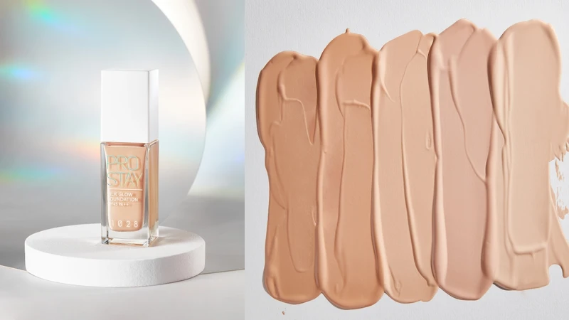 帶有蜜桃清香的1028極上鏡柔光超磁水粉底特別推出五款粉底色選，因應亞洲人各種膚色及冷暖色調，在開架彩妝也能找出專櫃等級命定底妝。