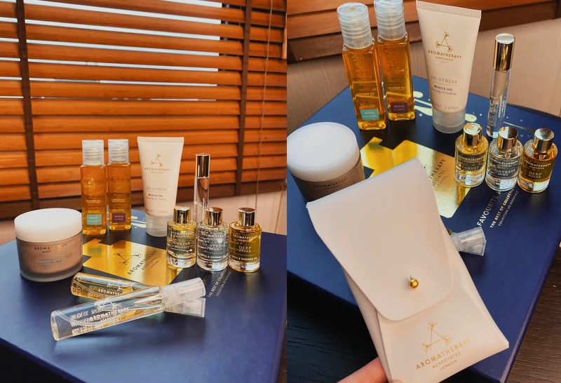 內含：晚間舒緩沐浴油9ml、晚間舒緩噴霧10ml、明煥精油沐浴露50ml、明煥亮膚磨砂膏50ml、舒緩精油沐浴露 50ml、舒緩凝膠40ml、怡神沐浴油9ml、怡神滾珠香氛10ml、心靈之沐沐浴油9ml、心靈之沐舒緩噴霧10ml、滾珠收納包