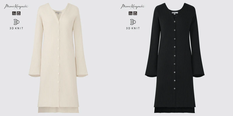 Mame Kurogouchi聯名長版針織外套女裝 Mame 3D織法 羅紋長版開襟外套 ，NT$1,990