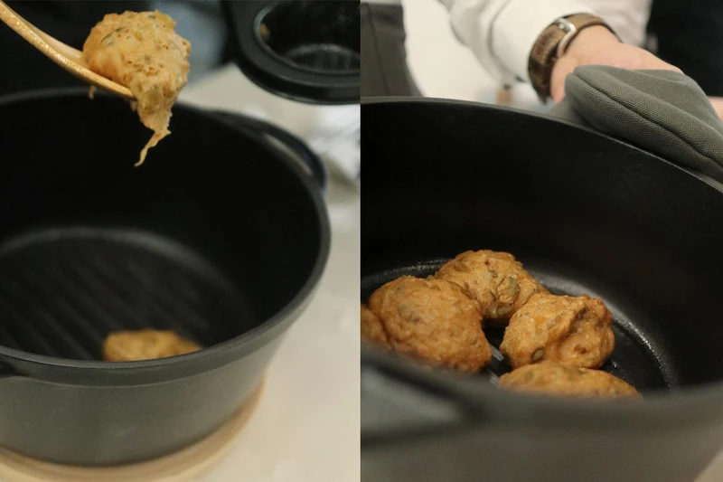 麵團使用14cm Vermicular 琺瑯鑄鐵鍋加熱至230度。 麵團使用14cm Vermicular 琺瑯鑄鐵鍋加熱至230度。