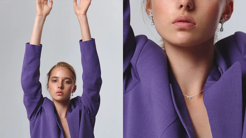 Aerial Regal白K金鑽石耳環、Aerial Regal Triple白K金鑽石項鍊。 Aerial Regal白K金鑽石耳環、Aerial Regal Triple白K金鑽石項鍊。