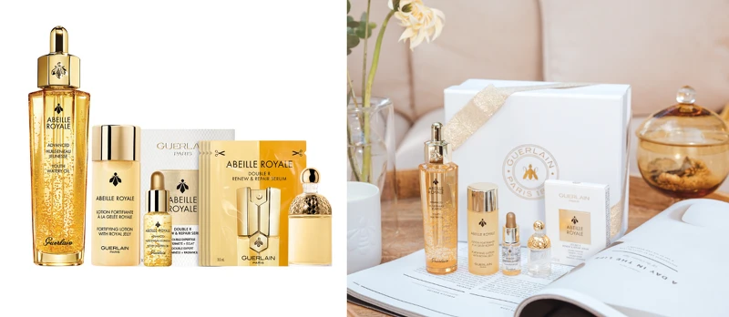 內含：皇家蜂王乳平衡油3G 50ml(正品)、皇家蜂王乳蜜露 40ml、皇家蜂王乳雙導精華體驗禮(輕巧盒裝版)、皇家蜂王乳平衡油3G 5ml、花草水語 陽光甜橘淡香水7.5ml