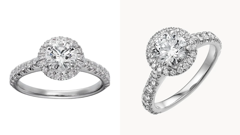 Cartier Destinée系列鉑金單鑽戒指。(鑲嵌一顆圓形明亮式切割鑽石,備有0.50至4.99克拉鑽石;並鋪鑲上圓形明亮式切割鑽石) Cartier Destinée系列鉑金單鑽戒指。(鑲嵌一顆圓形明亮式切割鑽石,備有0.50至4.99克拉鑽石;並鋪鑲上圓形明亮式切割鑽石)