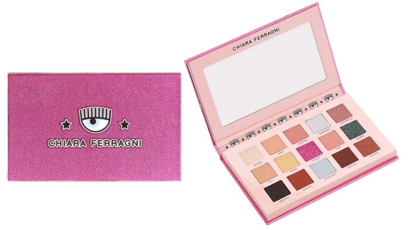 Chiara Ferragni自有同名彩妝15色眼影盤#The Iconic 01，定價49歐元。
