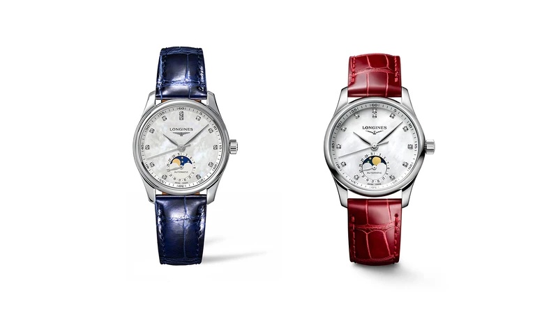 Longines浪琴表Master巨擘系列珍珠母貝面盤月相女士腕錶。 Longines浪琴表Master巨擘系列珍珠母貝面盤月相女士腕錶。