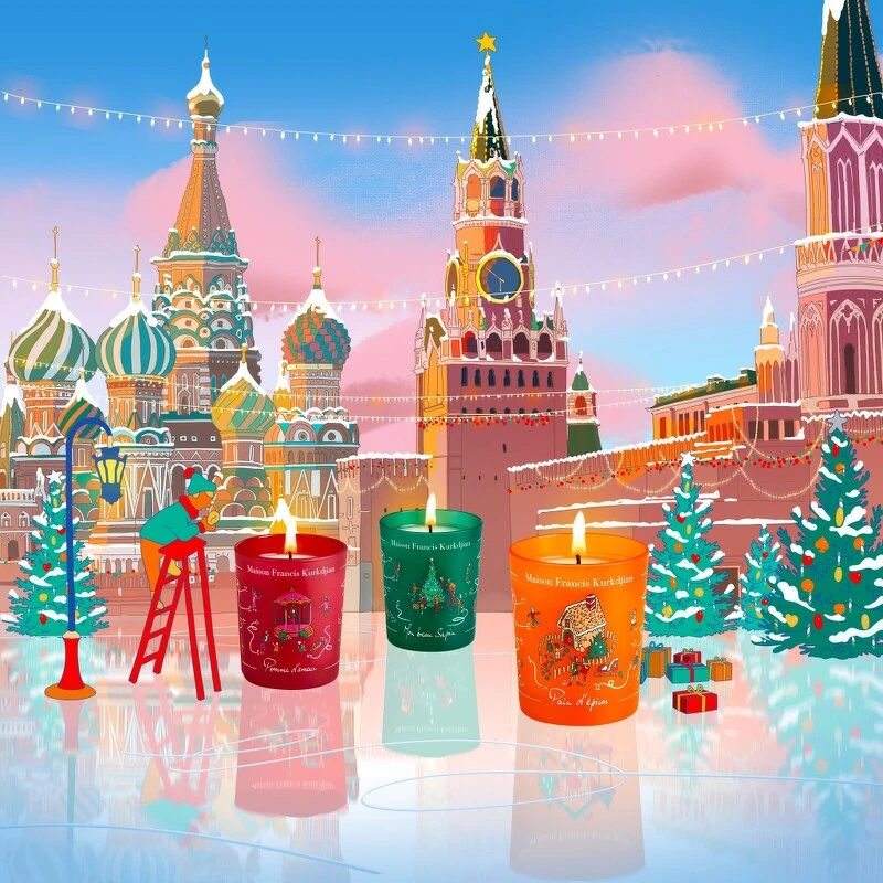 Maison Francis Kurkdjian(MFK)2021聖誕蠟燭(左起焦糖蘋果、耶誕冷杉、暖心薑餅)180g,NT2,880 Maison Francis Kurkdjian(MFK)2021聖誕蠟燭(左起焦糖蘋果、耶誕冷杉、暖心薑餅)180g,NT2,880