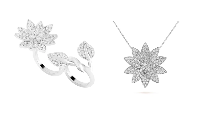 Lotus Between the Finger指間戒(白K金、鑽石)、Lotus吊墜胸針,中型款式(白K金、鑽石) Lotus Between the Finger指間戒(白K金、鑽石)、Lotus吊墜胸針,中型款式(白K金、鑽石)
