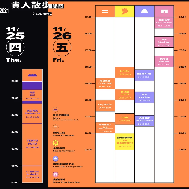 2021台南貴人散步音樂節表演名單11/25、11/26 2021台南貴人散步音樂節表演名單11/25、11/26