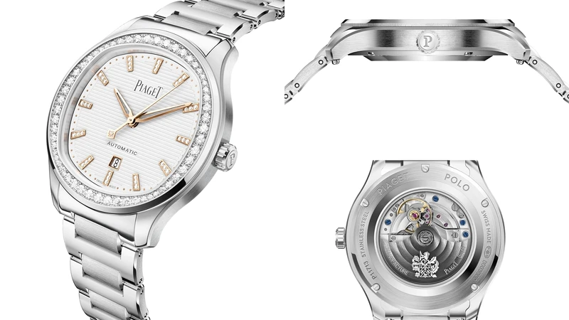 PIAGET Polo系列月白色日期顯示精鋼鑽石腕錶,建議售價NT$620,000 PIAGET Polo系列月白色日期顯示精鋼鑽石腕錶,建議售價NT$620,000