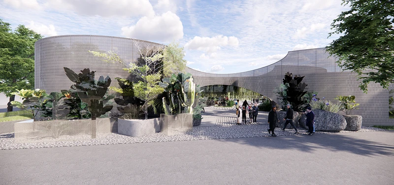 PARK2草悟廣場未來1F入口處示意圖，全新場地預計2022年1月中開幕。