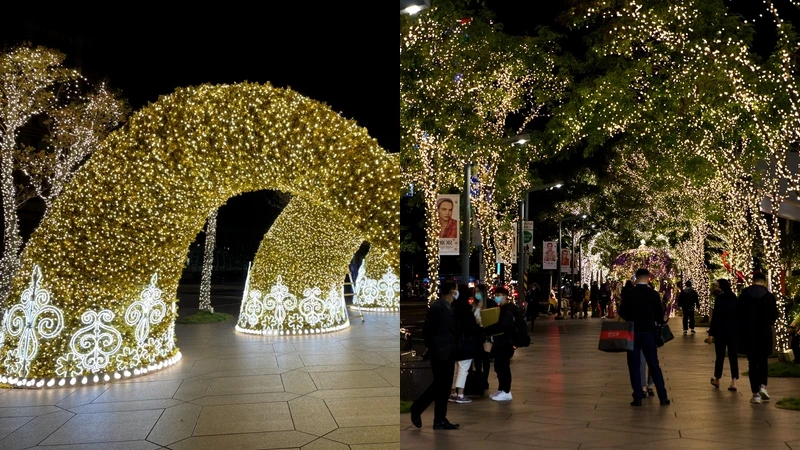 戶外有璀璨號角光廊、火樹銀花燈飾 戶外有璀璨號角光廊、火樹銀花燈飾