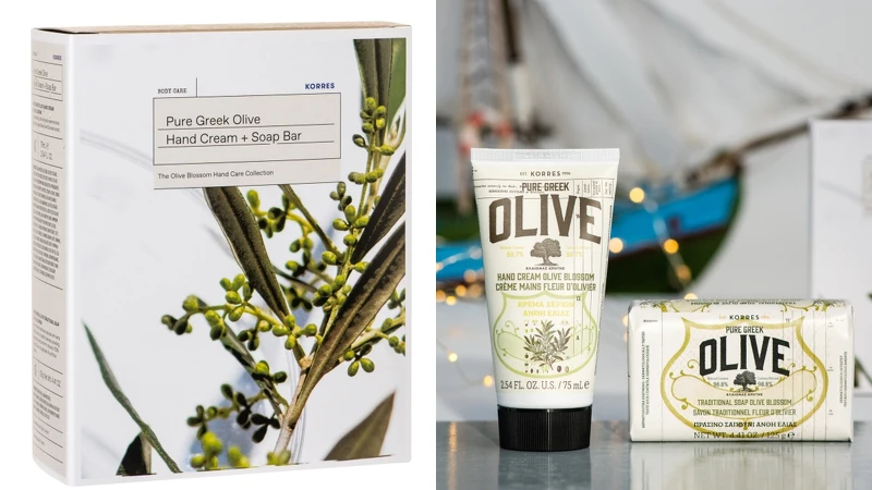KORRES2021聖誕希臘假期-希臘橄欖&橄欖花護手禮盒(橄欖&橄欖花護手霜75ml、橄欖&橄欖花香皂125g)，NT780