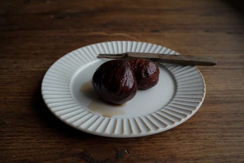 糖煮栗子成品。 糖煮栗子成品。