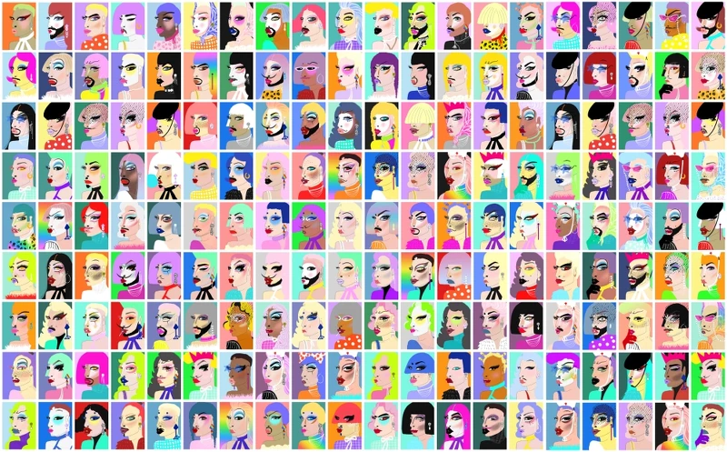 世界第一個以變裝皇后為主題的人像式NFT作品《彩虹女兒Daughters of Rainbow》。