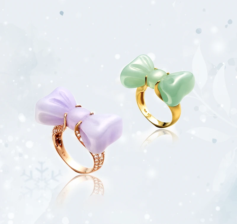 玉蝴蝶結戒指 售價台幣大NT$ 52,500起/小NT$ 34,250起 玉蝴蝶結戒指 售價台幣大NT$ 52,500起/小NT$ 34,250起