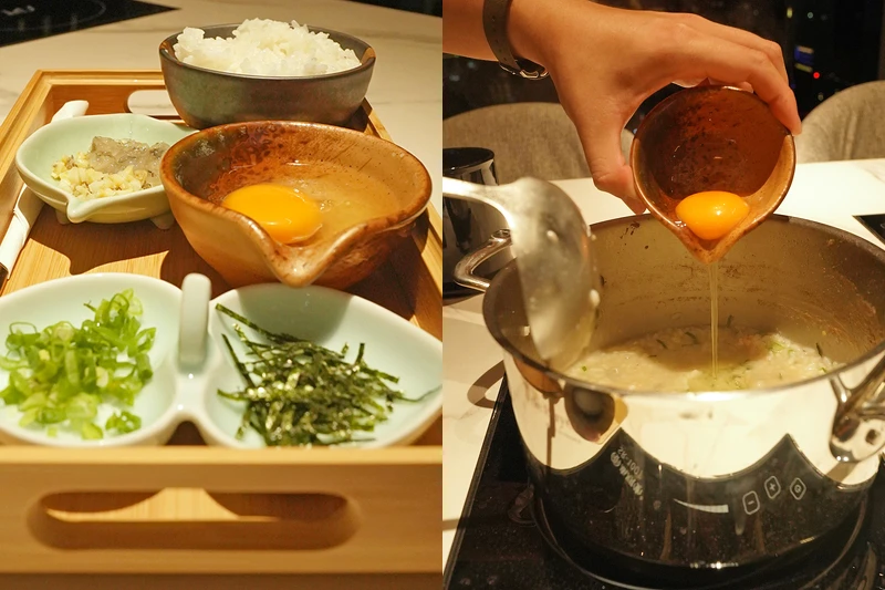 煮完後的鮮美高湯可再追加雜炊。 煮完後的鮮美高湯可再追加雜炊。