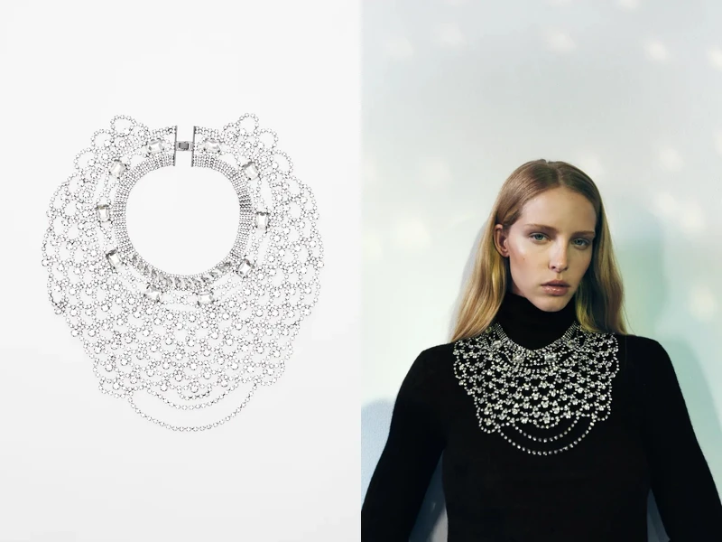 Zara鑲鑽衣領式項鍊,售價NT$1,990 Zara鑲鑽衣領式項鍊,售價NT$1,990