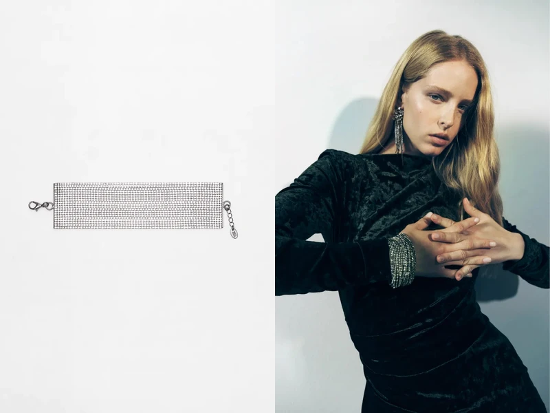 Zara 水鑽寬版手鍊,售價NT$1,290 Zara 水鑽寬版手鍊,售價NT$1,290