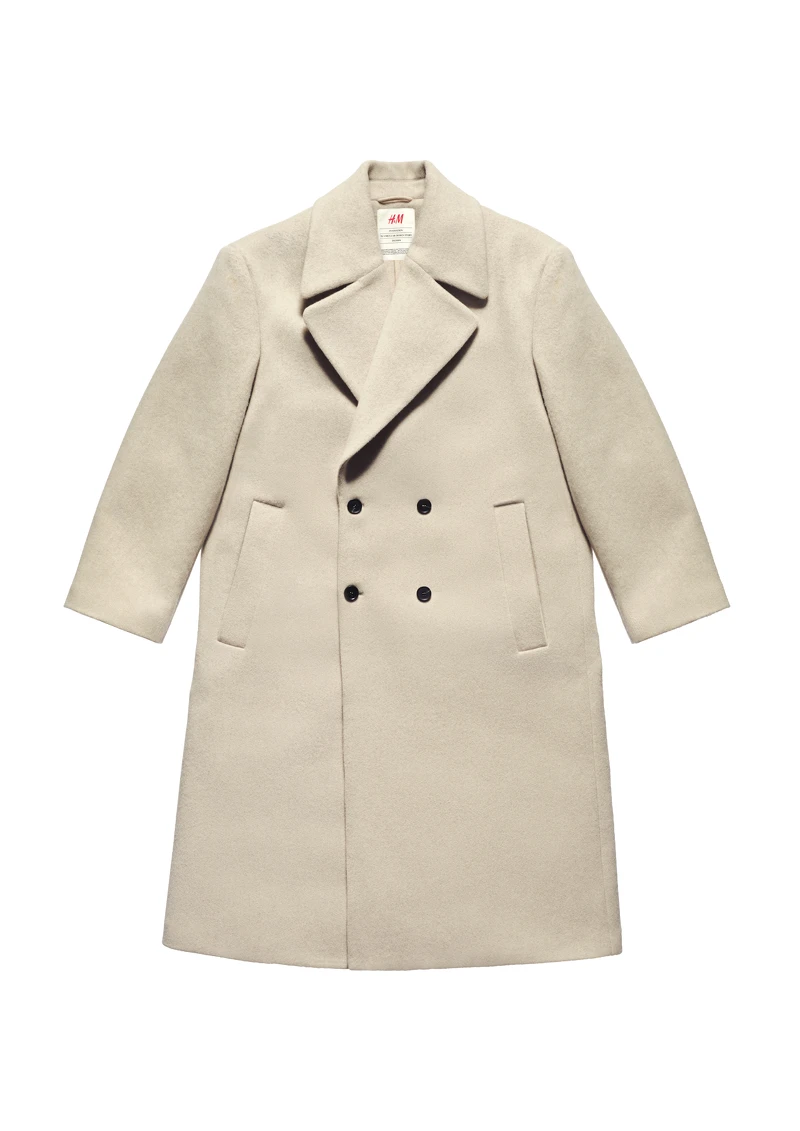 H&M 加大碼再生羊毛大衣，NT7,999。