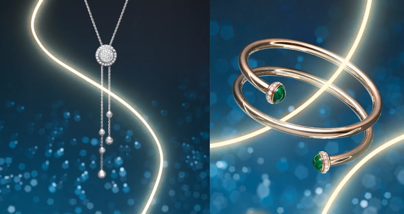 PIAGET Possession系列18K白金鑽石墜鍊、PIAGET Possession系列18K玫瑰金孔雀石雙圈鑽石手環 PIAGET Possession系列18K白金鑽石墜鍊、PIAGET Possession系列18K玫瑰金孔雀石雙圈鑽石手環